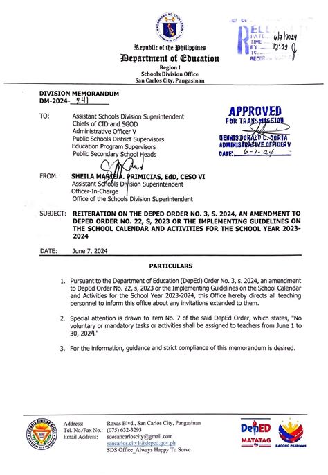 DM. NO. 108, s. 2024:REITERATION ON DEPED ORDER NO..